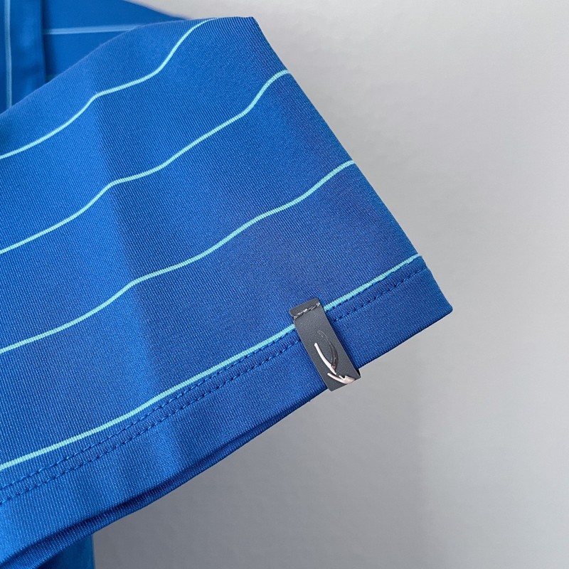 KJUS Soren Polo Shirt Men's 56 2XL Blue Big Stripes Golf Active Short Sleeve UPF gallery