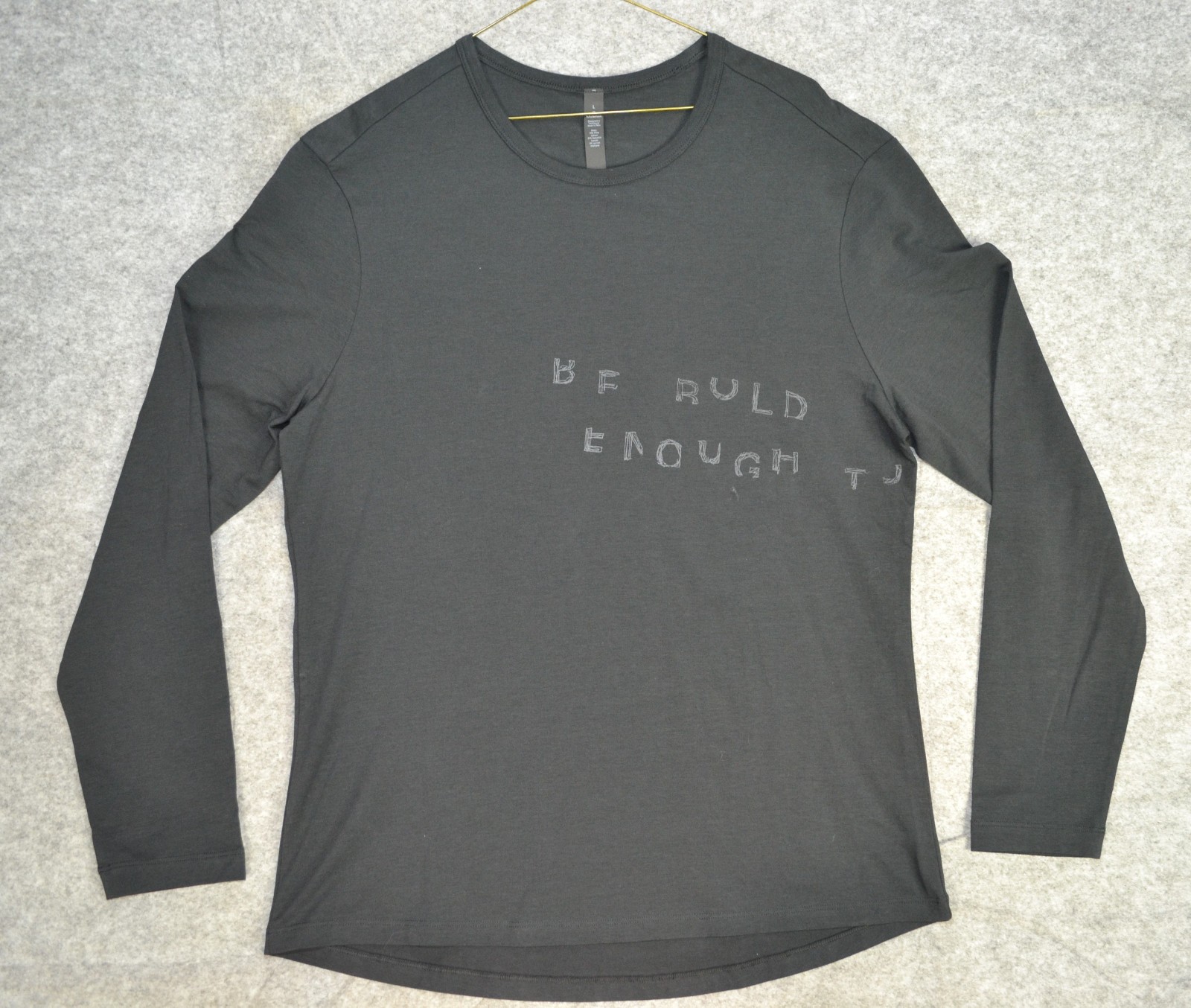 Lululemon 5 Year Basic Long Sleeve Mantra Mens Large Heathered Black lightweight gallery