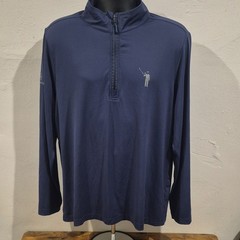 William Murray Men’s Polo Pullover 1/4 Zip Mock Neck Blue L Golf Polyester