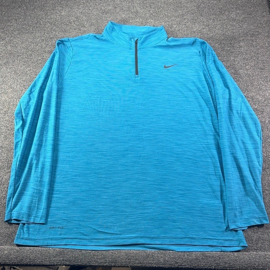 Nike Dri-FIT Mens XXLT Blue Heathered Quarter Zip Pullover Performance Shirt