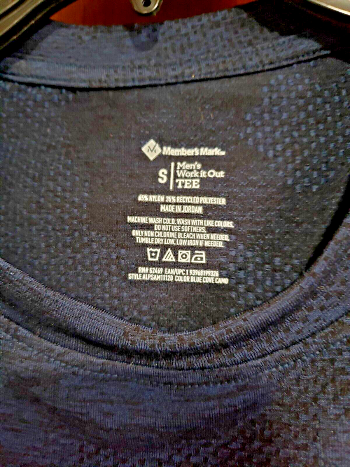 Member's Mark Men Work It Out Tee Blue Cove Camo ~ Wicking~ Anti Odor ~ Small gallery