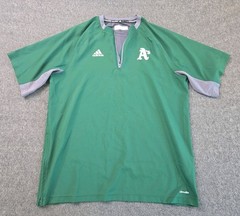 Adidas Oakland As 1/4 Zip Baseball Training Shirt Mens Sz Lg Cage Jacket Sports