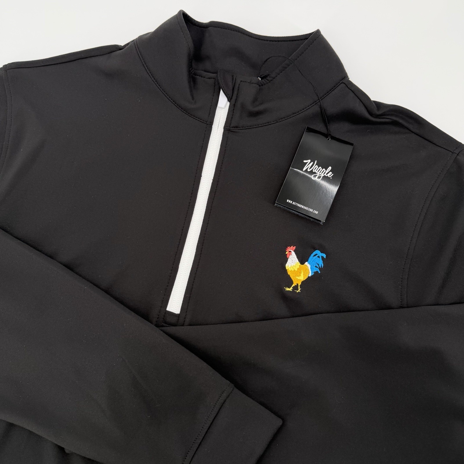 Waggle Quarter Zip Shirt Mens Large Black Long Sleeve Golf Cocky Rooster gallery