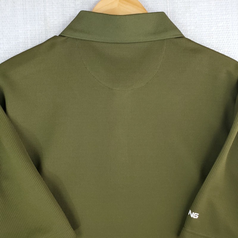 PING GOLF Size Large Olive OD Drab Green Performance Mens Polo Shirt Stretchy gallery