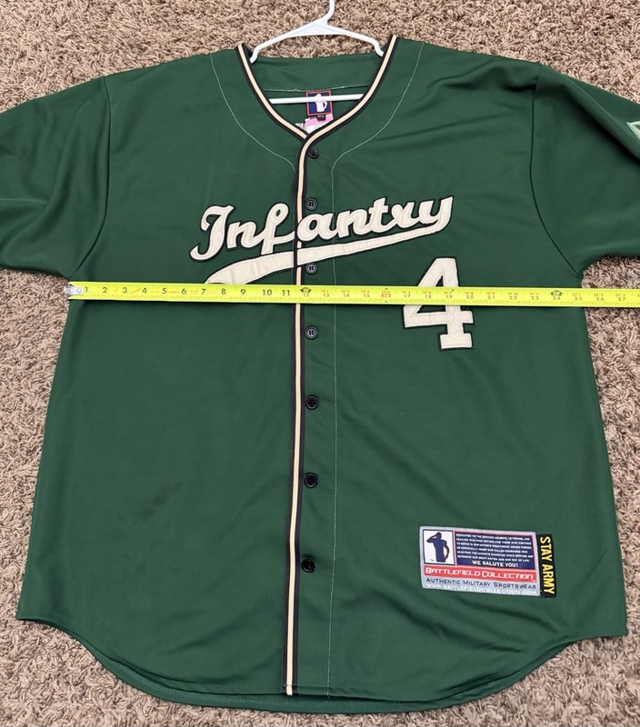 US Army 4th Infantry Div #4 Patch Baseball Jersey Battlefield Men's Sz 52/XL gallery