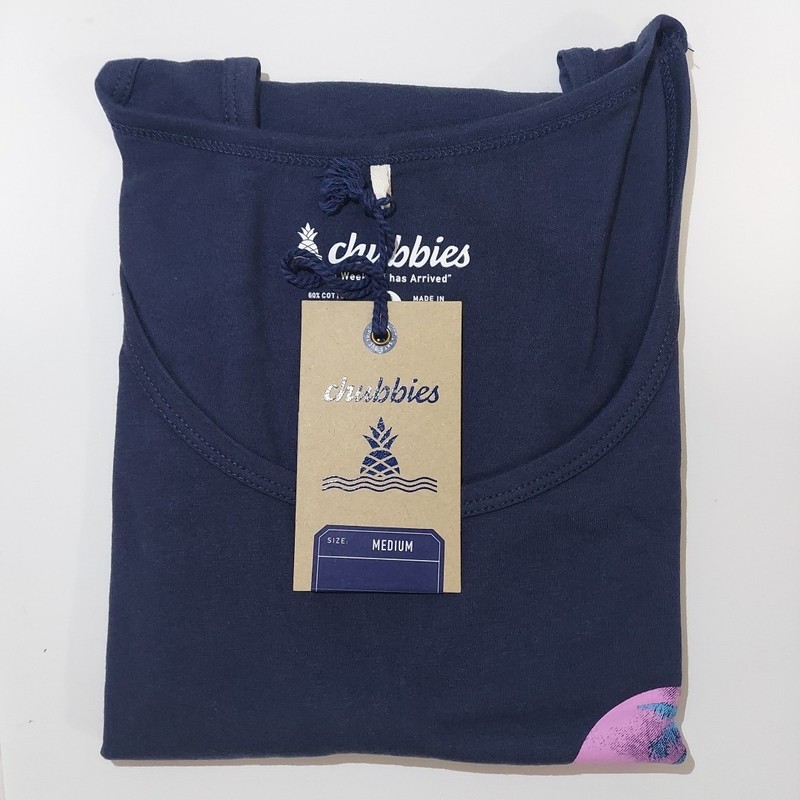 Chubbies Men's Size M Navy Blue Tank Top The Palm Wave & Sunset gallery