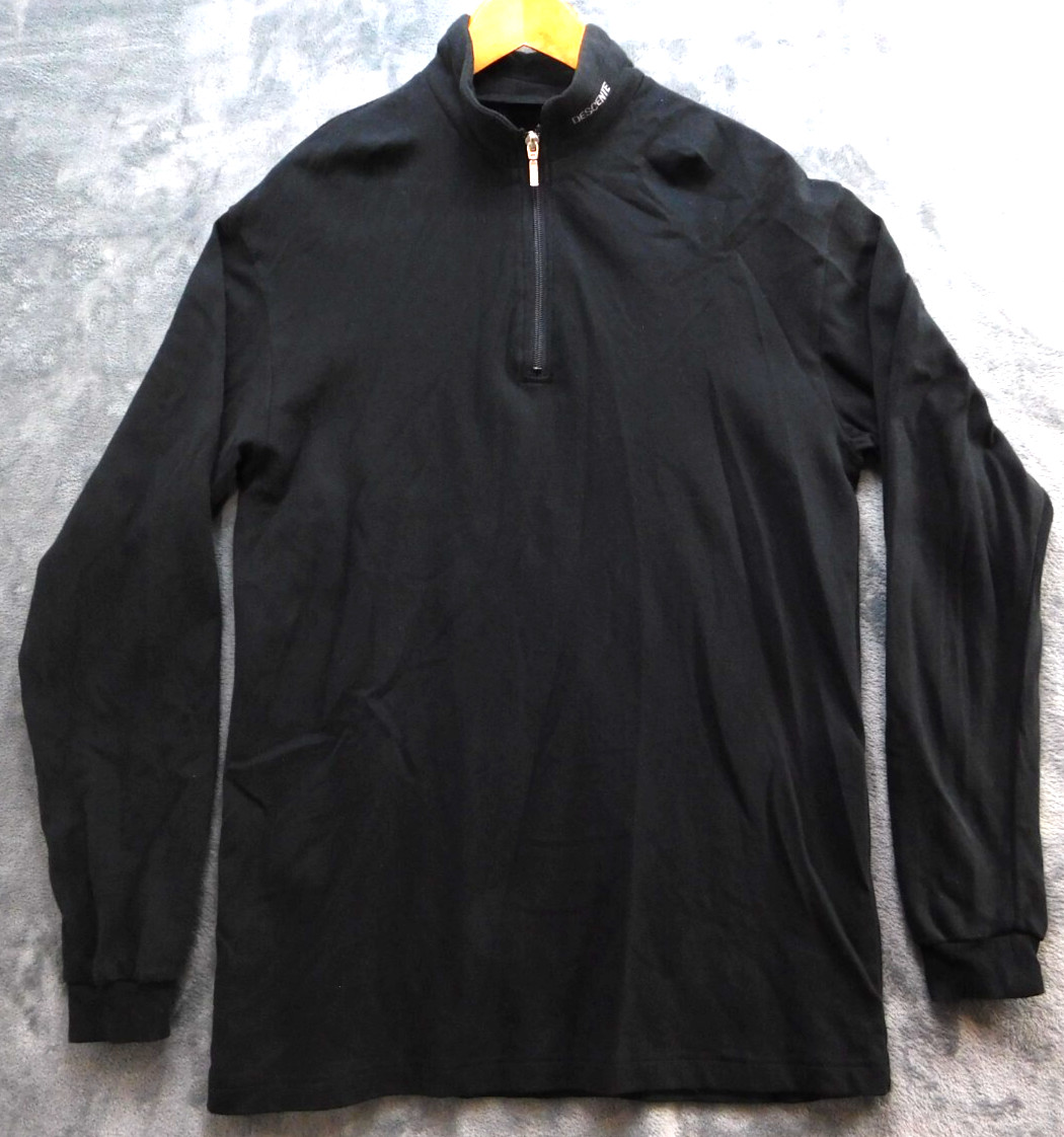 Descente 1/4 Zip Pullover Jacket Men's M Black Long Sleeve Band Collar gallery