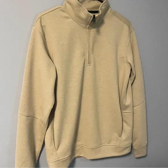 Kenneth Cole Active Tan Quarter Zip Men’s Small Pullover Athleisure Long Sleeve gallery