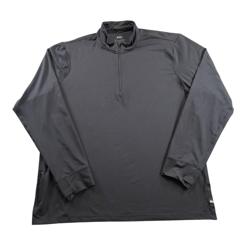 REI Co-op Quarter Zip Pullover Men Large Black Athletic Hiking Thumbhole Running gallery