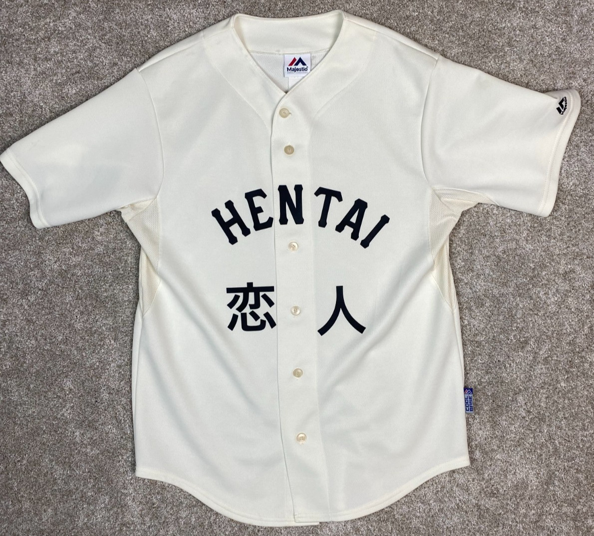 Hentai "Weirdo" Majestic Cool Base Short Sleeve Baseball Jersey Size M gallery