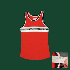 Vintage 70s Red Nylon Track Jersey Tank Top J 609 Rubber Graphic Mens XS