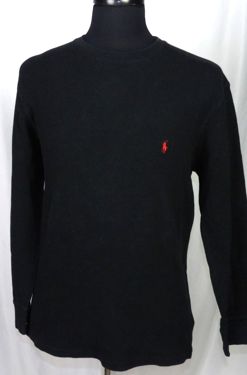 Polo Ralph Lauren Long Sleeved Black Waffle Knit Thermal Shirt Men's Large gallery