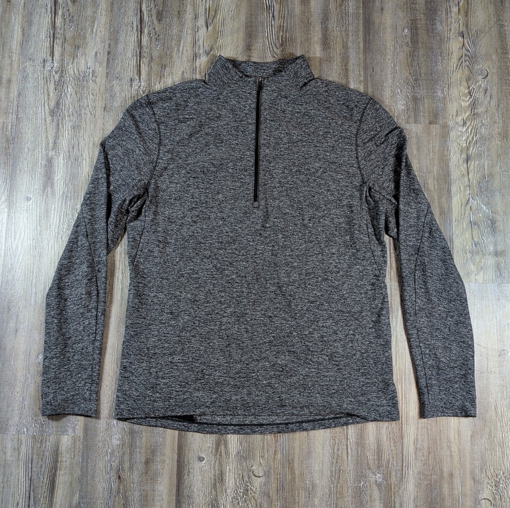 Lululemon Mens Large Surge Warm 1/2 Zip Heather Black Long Sleeve Athletic