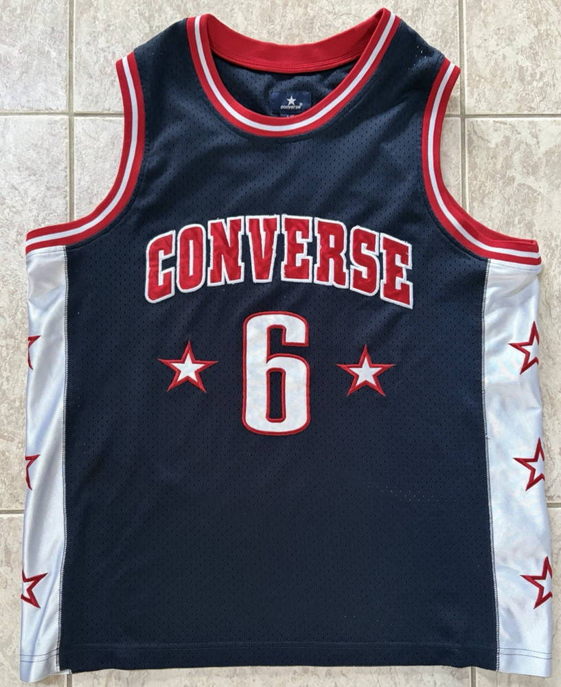Converse All-Star Basketball Jersey #6 Mens Large Navy/Red/White