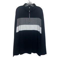 Colorblock Half-Zip Pullover Top 3X Black Gray White Long Sleeves