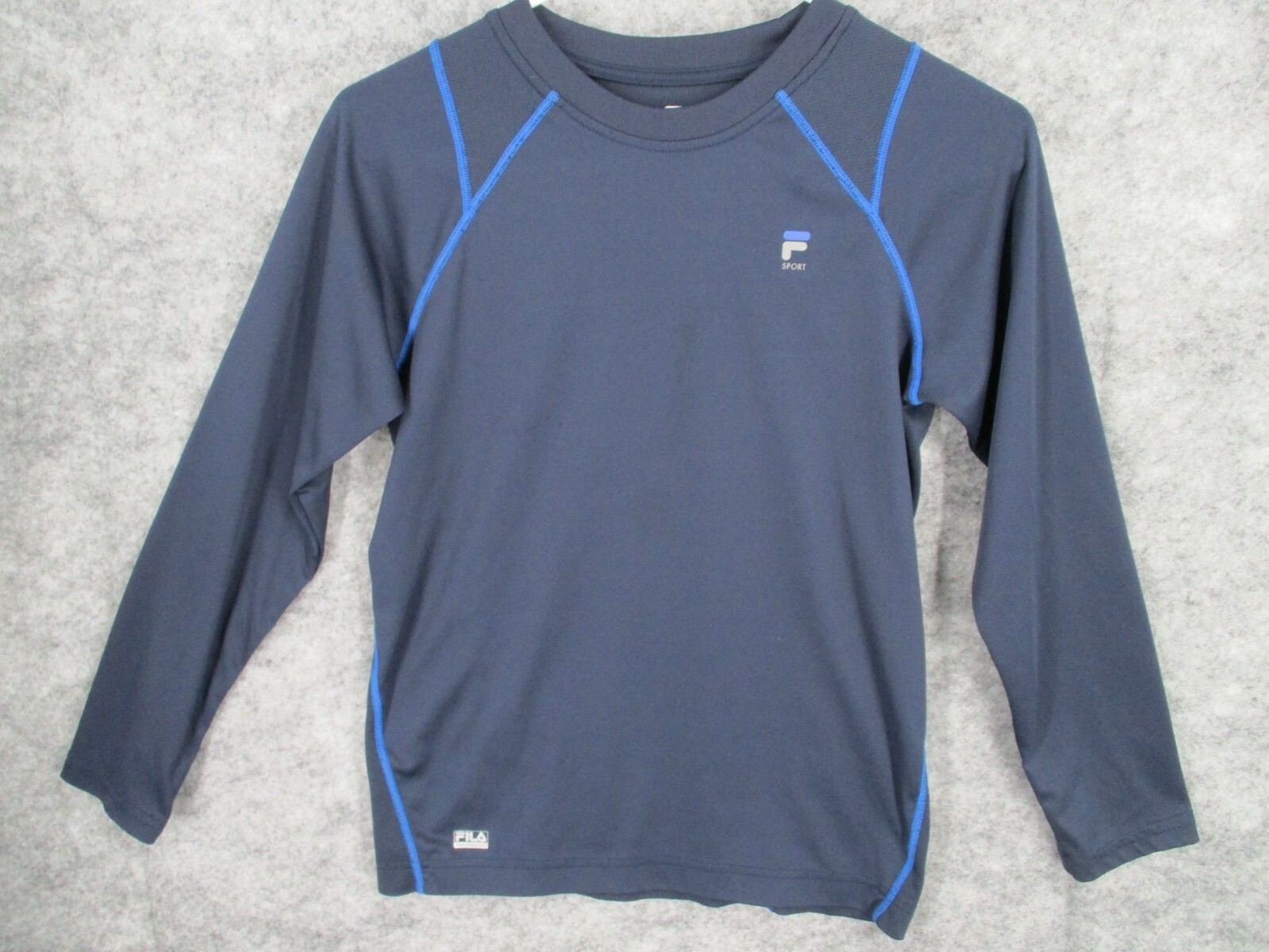 Fila Men's Top Medium Activewear Workout Crew Neck Stretch Elastic Mesh Blue gallery