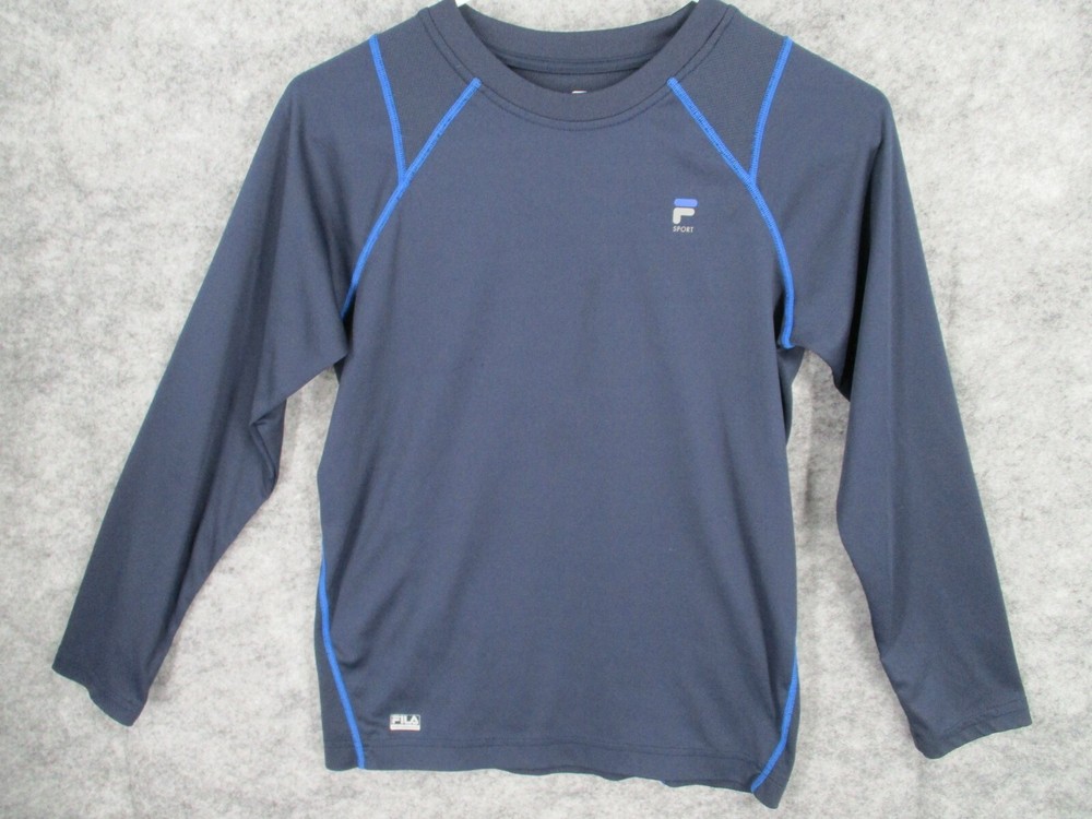 Fila Men's Top Medium Activewear Workout Crew Neck Stretch Elastic Mesh Blue