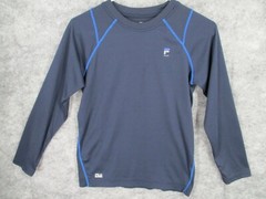 Fila Men’s Top Medium Activewear Workout Crew Neck Stretch Elastic Mesh Blue