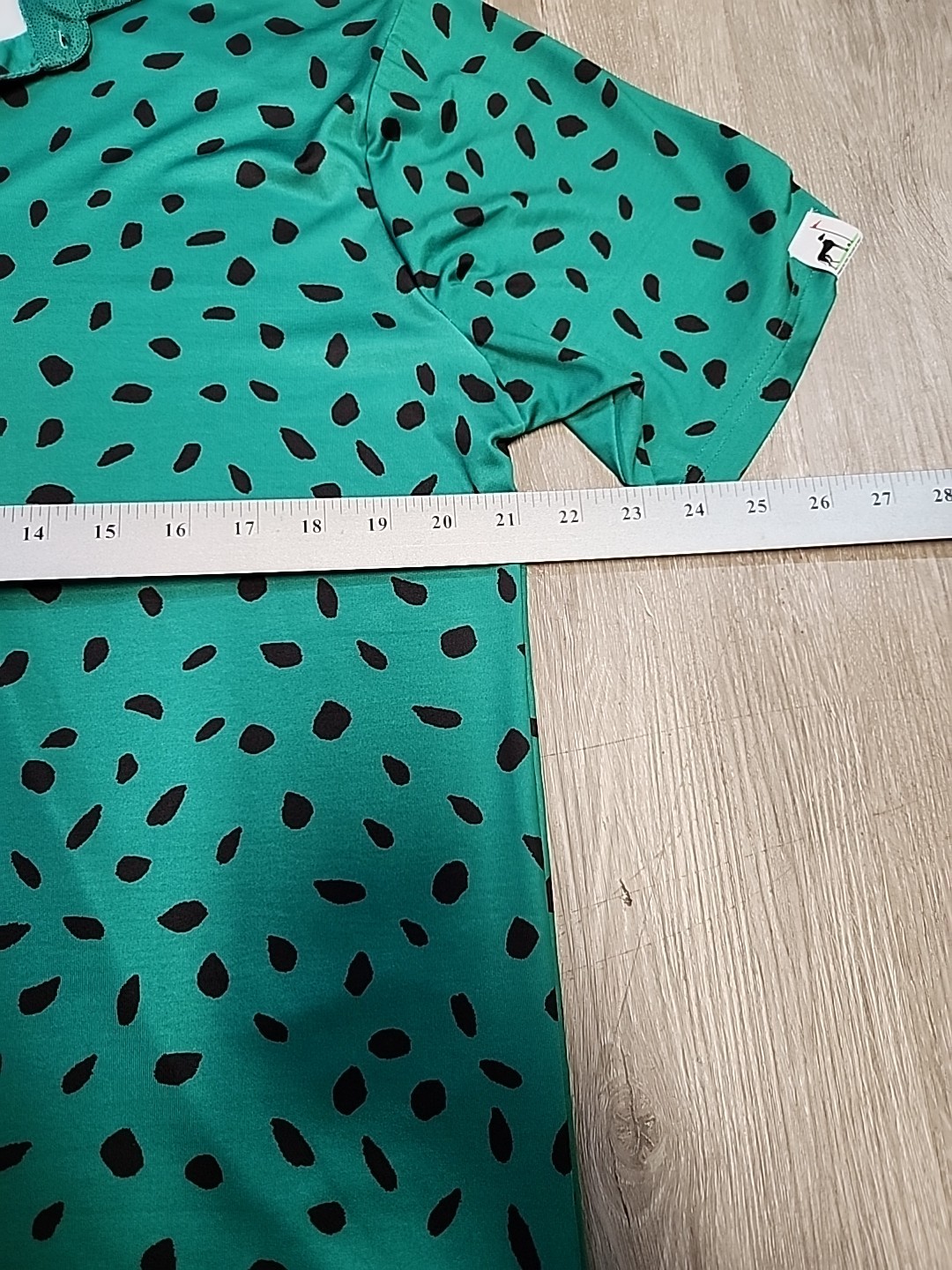 Proud 90 Logo Green Leopard Print Golf Lightweight Polo Shirt Mens Medium gallery