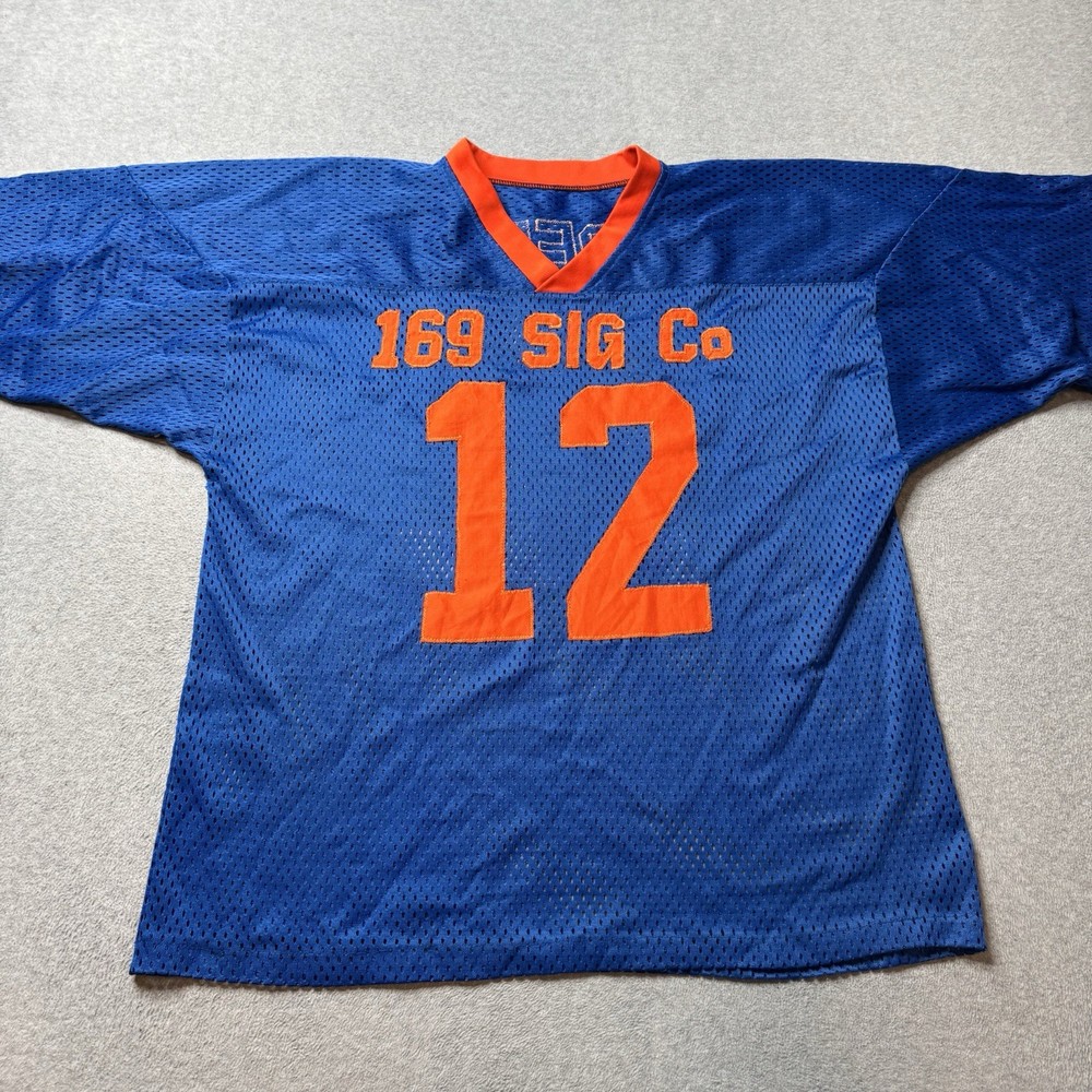 Vintage Unbranded Jersey Mens Large Blue Mesh Embroidered Sports Football 70s
