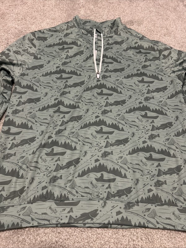 Waggle Golf 1/4 Zip Pullover Size Large Green Performance Fly Fishing gallery