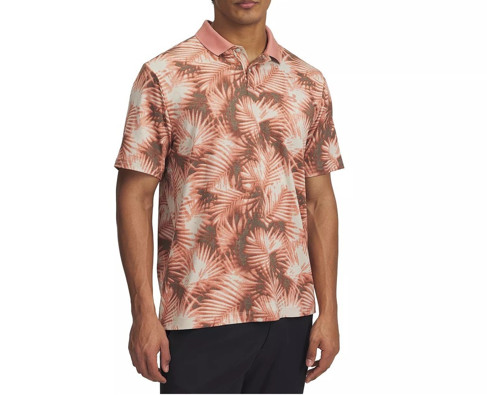 Under Armour Golf Matchplay All Over Print Polo Canyon Pink Men's M 1377377-696