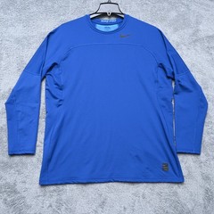 Nike® Pro Hyperwarm Fitted Size XXL Polyester & Spandex Athleticwear Shirt Blue