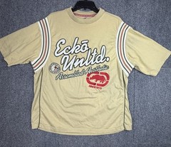 Vintage Ecko UNLTD T-shirt Men’s L Heavyweight Embroidered Beige Y2K