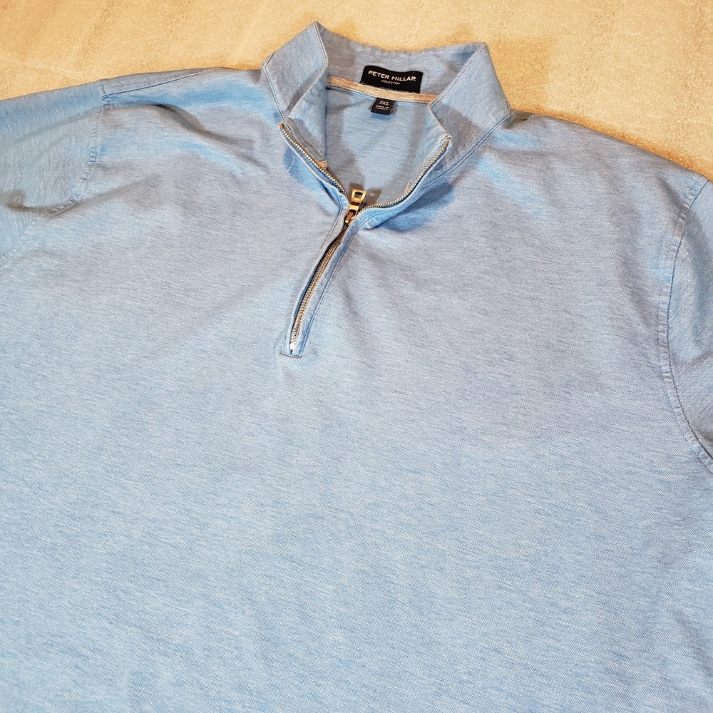 Peter Millar Collection Men's 2XL XXL Cotton silk blend 1/4 zip long sleeve Golf