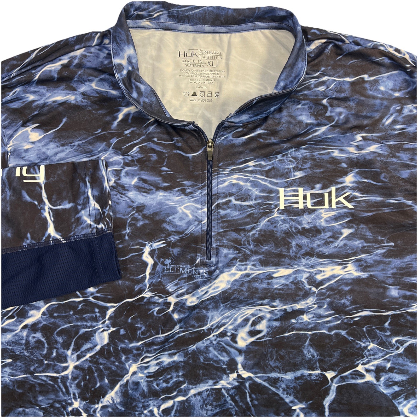 Huk Shirt Men's XL Blue Mossy Oak Elements Aqua Long Sleeve 1/4 Zip Fishing gallery