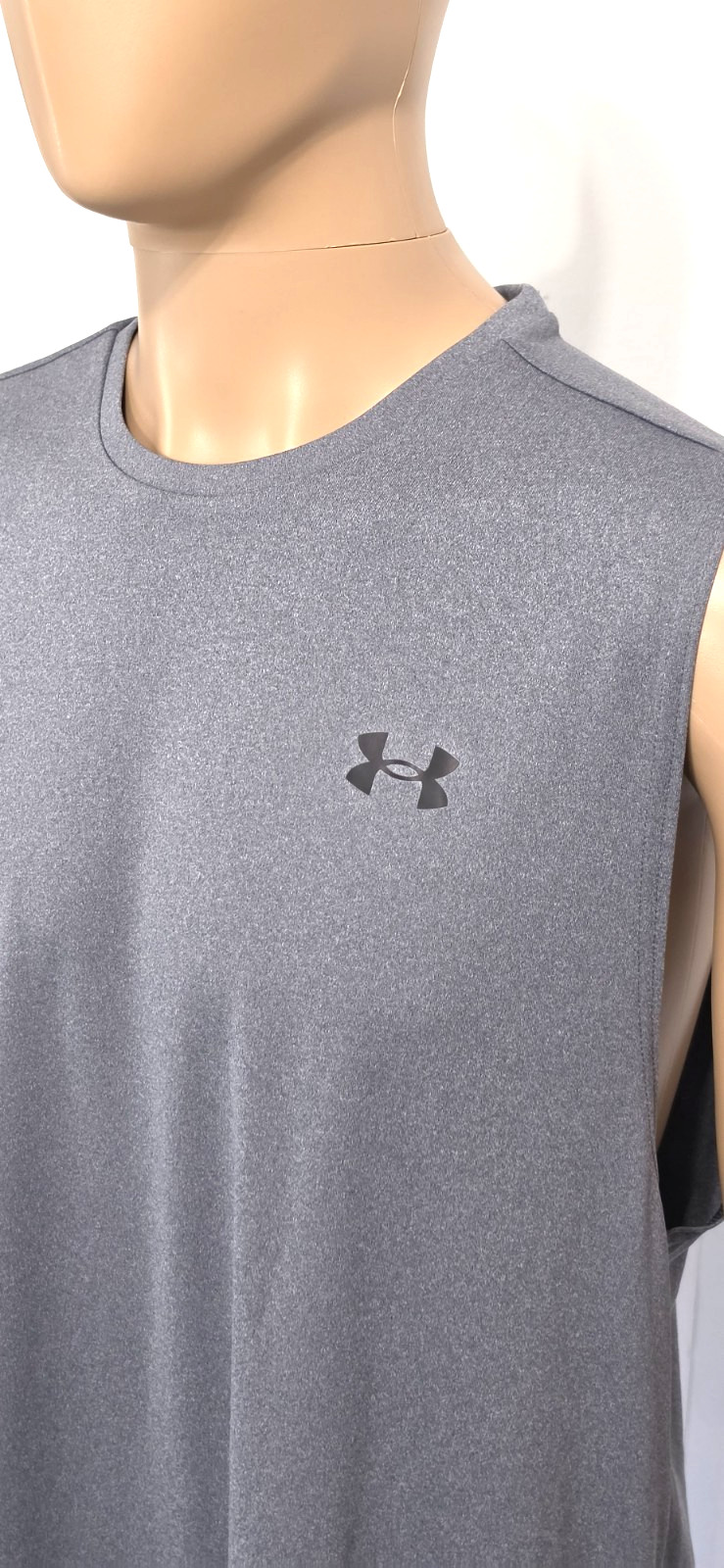Under Armour Tank Top Mens Large Grey Crew Neck Lightweight Loose Fit Logo gallery