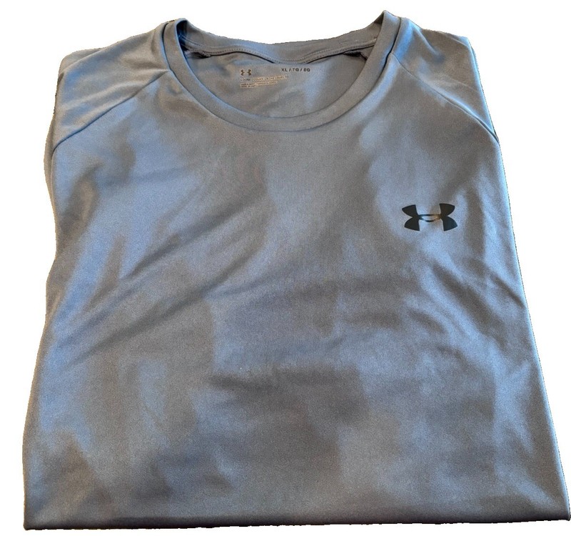Under Armour Men's Loose Fit Solid Gray Crew Neck Logo Breathable Tee Size XL gallery