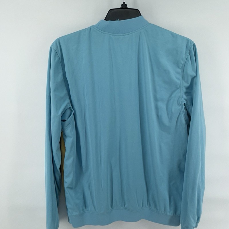Men’s Nike Shield Victory Golf Rain Windbreaker Crew Pullover Blue Yellow Medium gallery