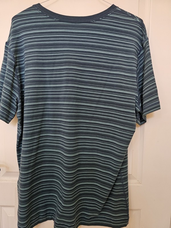 NWT Lululemon Mens XXL 5 YEAR BASIC V Neck Tee Shirt CTUS BLUE Stripes teal gallery