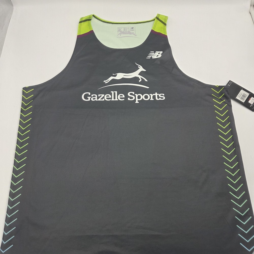 Mens New Balance Race Running Singlet Gray XL Gazelle Sports NWT