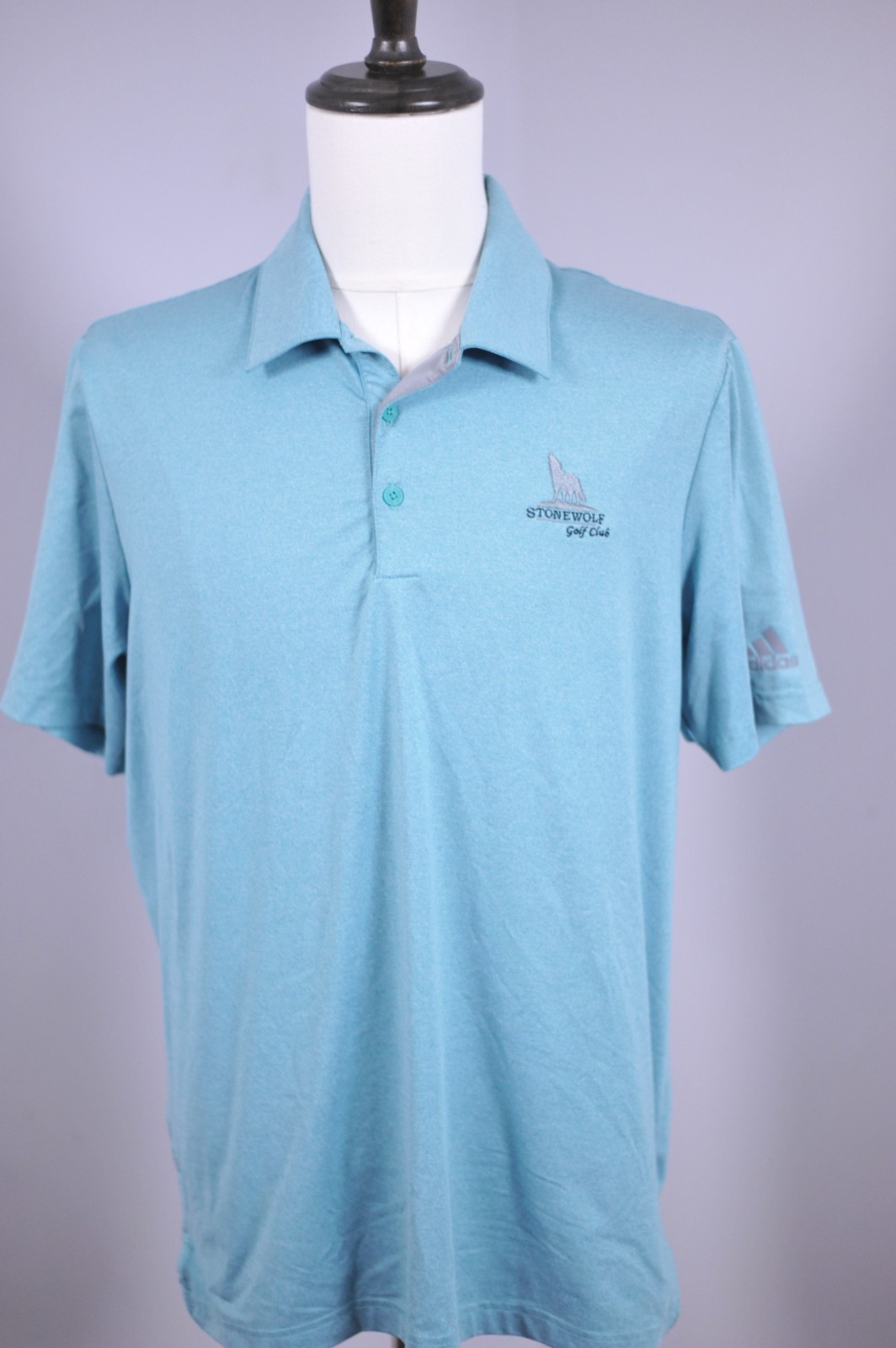Adidas Performance Polo Shirt Green Heather Stonewolf Golf Club Men's Medium M gallery
