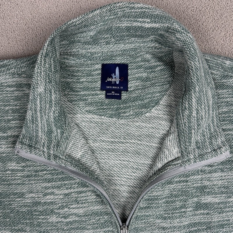 Johnnie-O Mickey Heather Green 1/4 Zip Knit Pullover Iguana Cotton/Poly Mens XL gallery