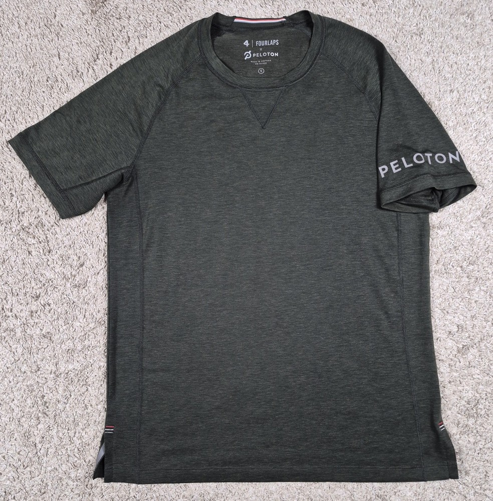 Fourlaps Peloton Wool Blend Athletic Tshirt Mens Small Green Short Sleeve