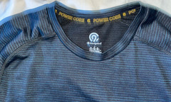 NWOT Men’s Champion Power Core athletic top poly/nylon/elastane black Blue LS L