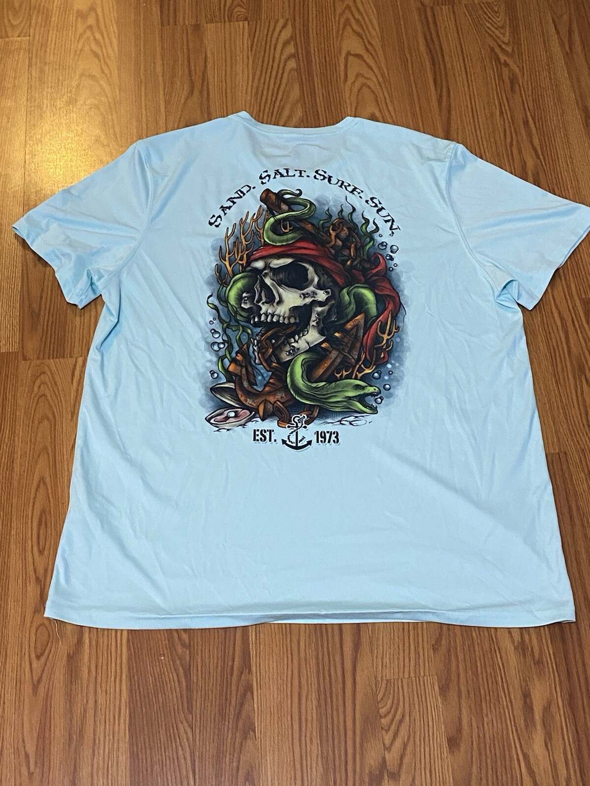 Vapor Shirt Men XL Light Blue Sand Salt Sure Sun Fishing Fish Beach Pirate gallery