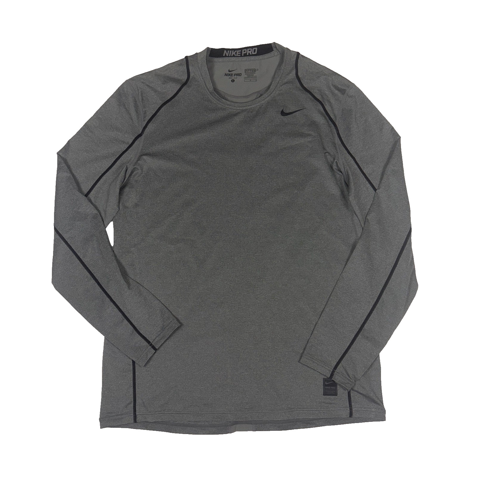 Nike Pro Dri-FIT Mens Long Sleeve Fitted Training Shirt Grey Large RN56323 gallery