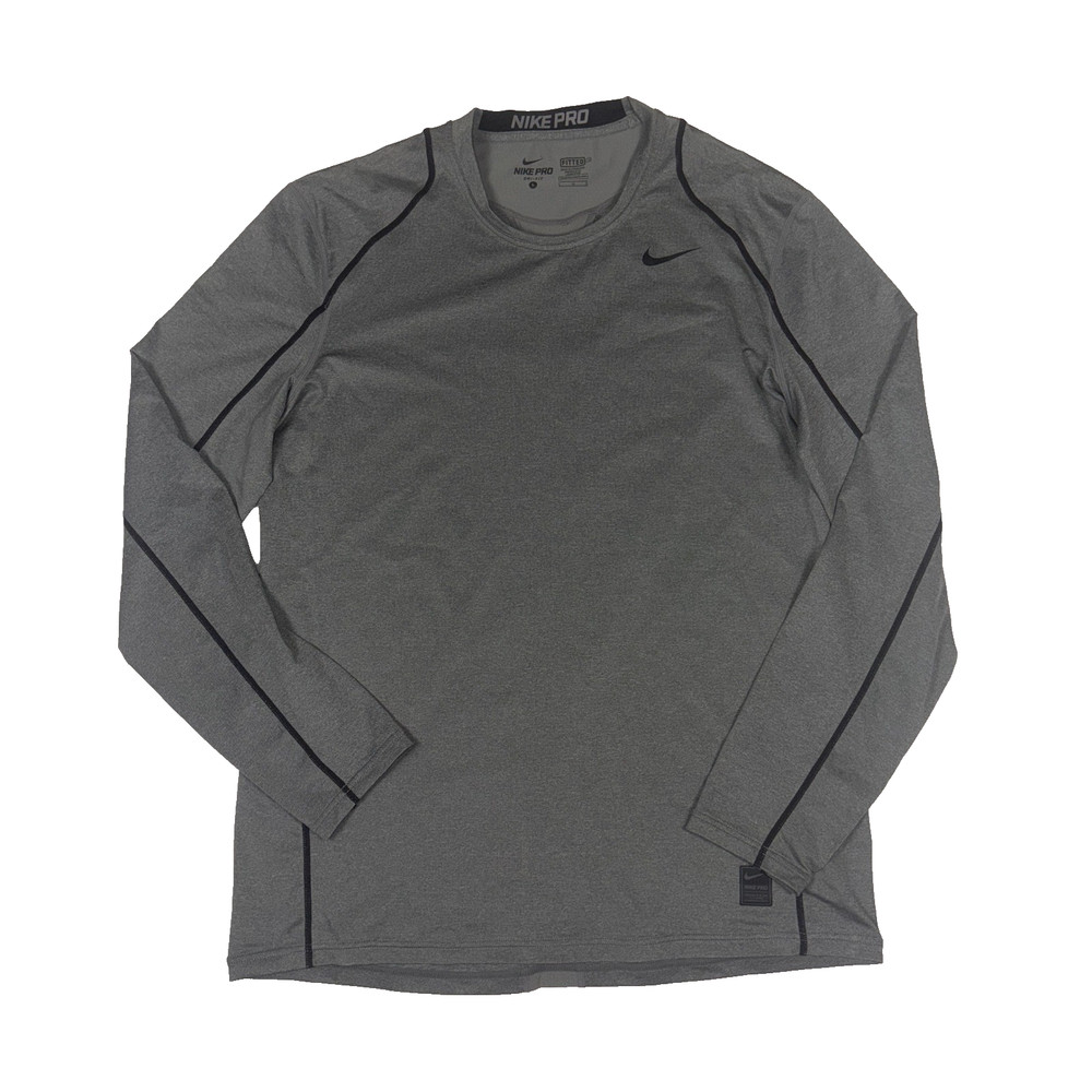 Nike Pro Dri-FIT Mens Long Sleeve Fitted Training Shirt Grey Large RN56323