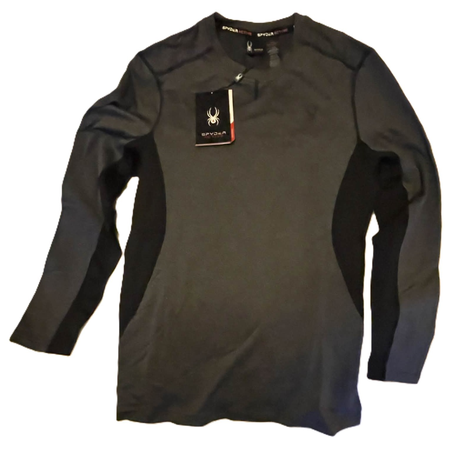 NWT Spyder Active ProWEB Lng Slv Dark Gray Heather / Black Shirt Size XL SPM122D gallery