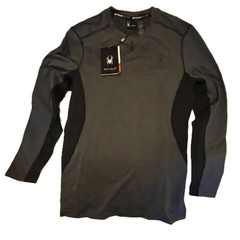 NWT Spyder Active ProWEB Lng Slv Dark Gray Heather / Black Shirt Size XL SPM122D