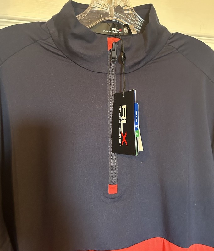 NWT Ralph Lauren RLX Navy & Red Pullover 1/4 Zip Size Large Dri-Wick gallery