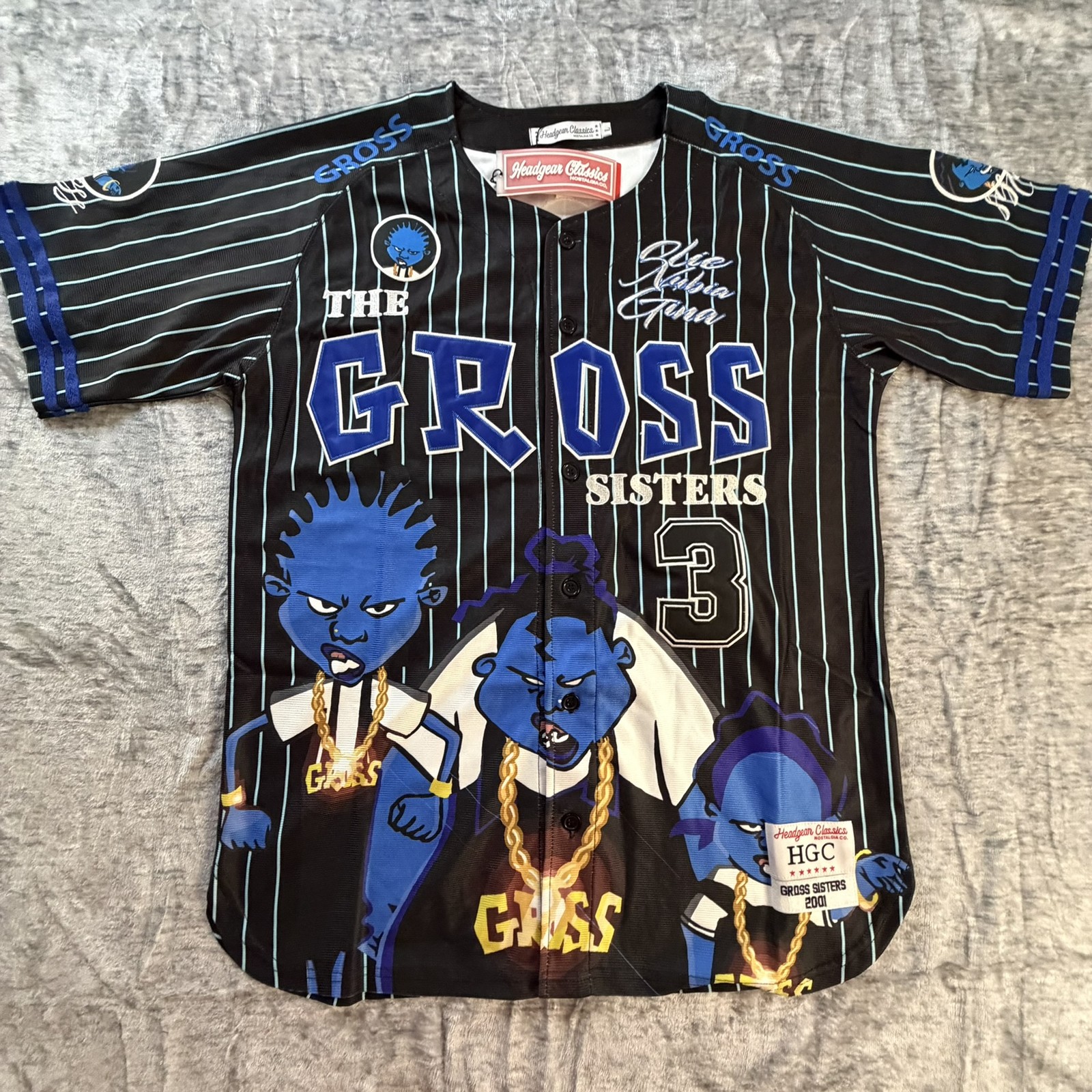 Headgear Classics The Gross Sisters Trio Baseball Jersey Black Pinstripe Men's L gallery