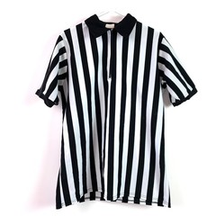 Vintage Speedline Black White Vertical Stripe Jersey Referee Shirt Size XL