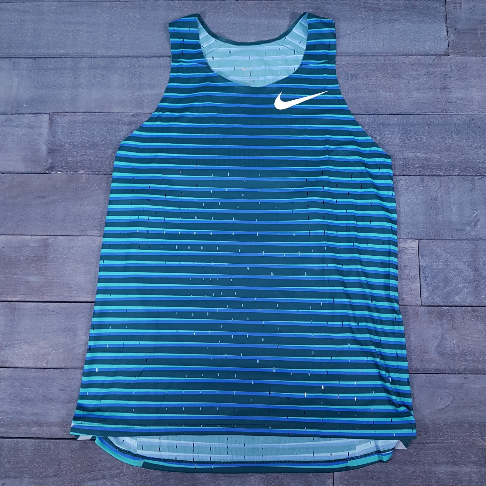 NIKE 2022 Pro Elite Team Distance Singlet Mens LARGE Made In USA Blue Green gallery