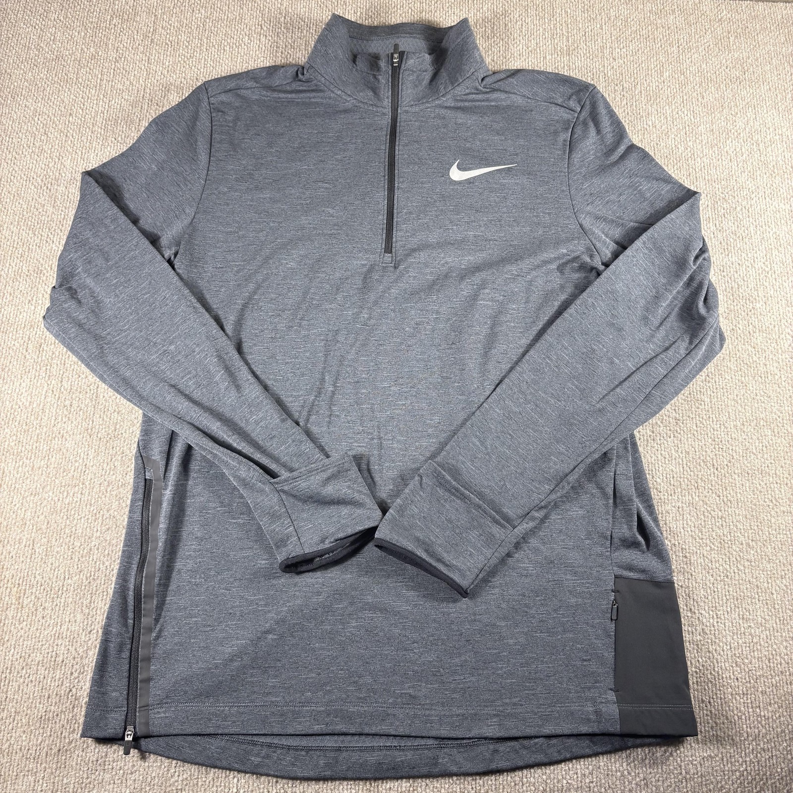 Nike Dri-FIT Running Pullover Mens Large Gray 1/4 Zip Reflective 928557-011 gallery