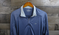 Vineyard Vines Pullover Mens Large Blue Heather Performance Golf 1/4 Zip Pockets